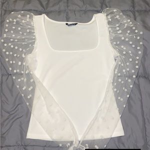 Bubble sleeve white top